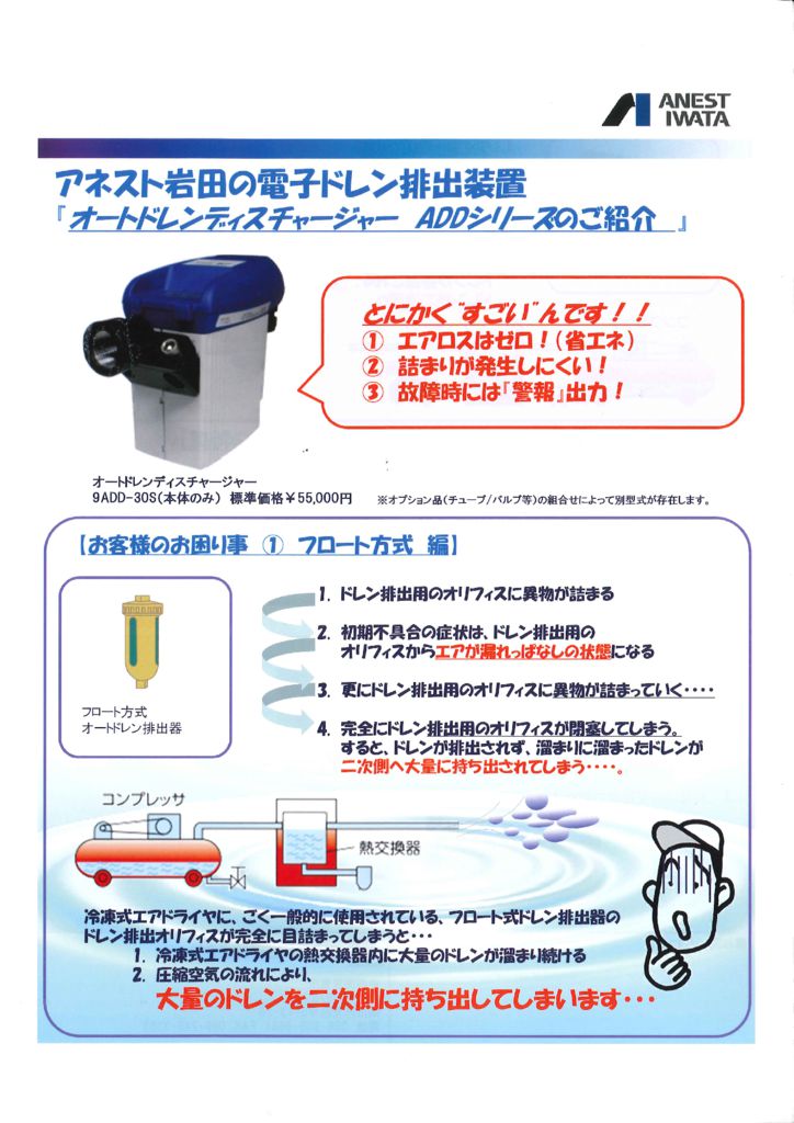 アネスト岩田 電子ドレン排出装置オートドレンディスチャージャー